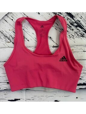 Adidas Pink Climalite Racerback Activewear Sports Crop Top Bra Women Small